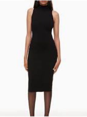 Babaton Sculpt Knit Sleeveless Mockneck Midi Dress 2XS